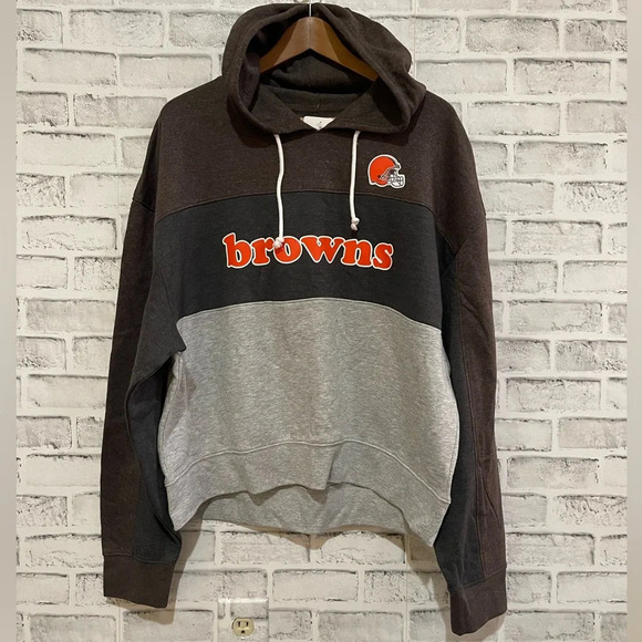 NFL Tops - NWT! Women’s Cleveland Browns football brown/gray hoodie sweatshirt Size XL